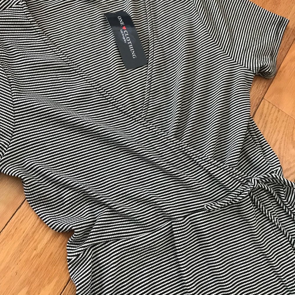 Black and white striped dress